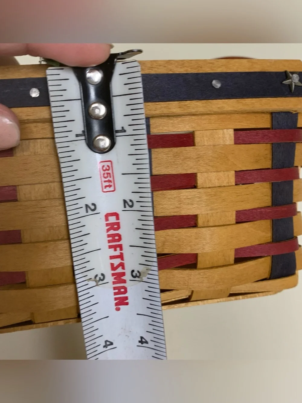 Longaberger PROUDLY AMERICAN MEDIUM BERRY BASKET Old Glory Liner Protector